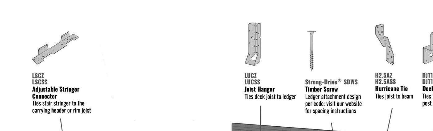 CAD product detail drawings for stair, joist, beam, and post connectors