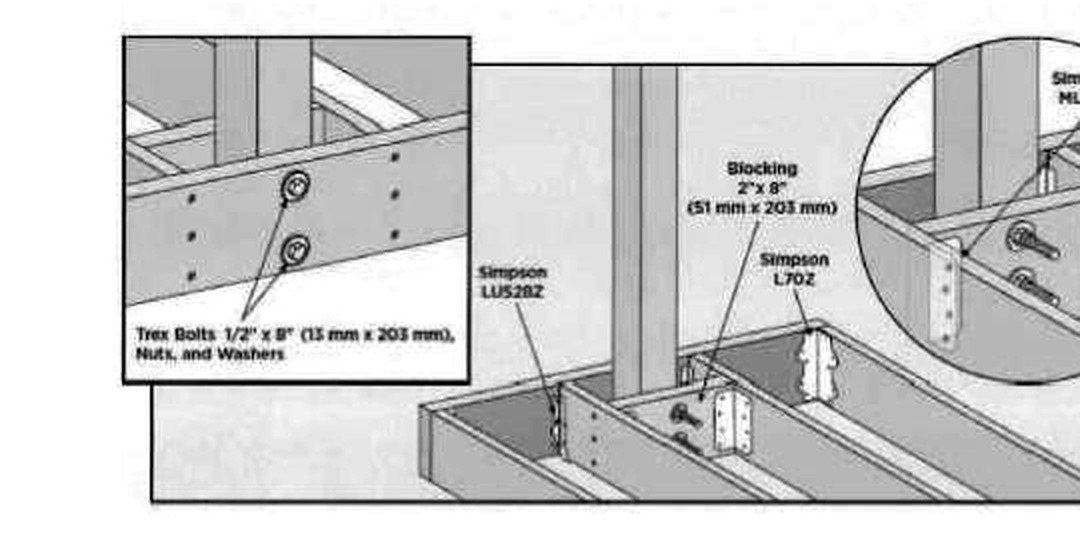 Monochrome CAD detail of a wall ledger, blocking, and bolted connection